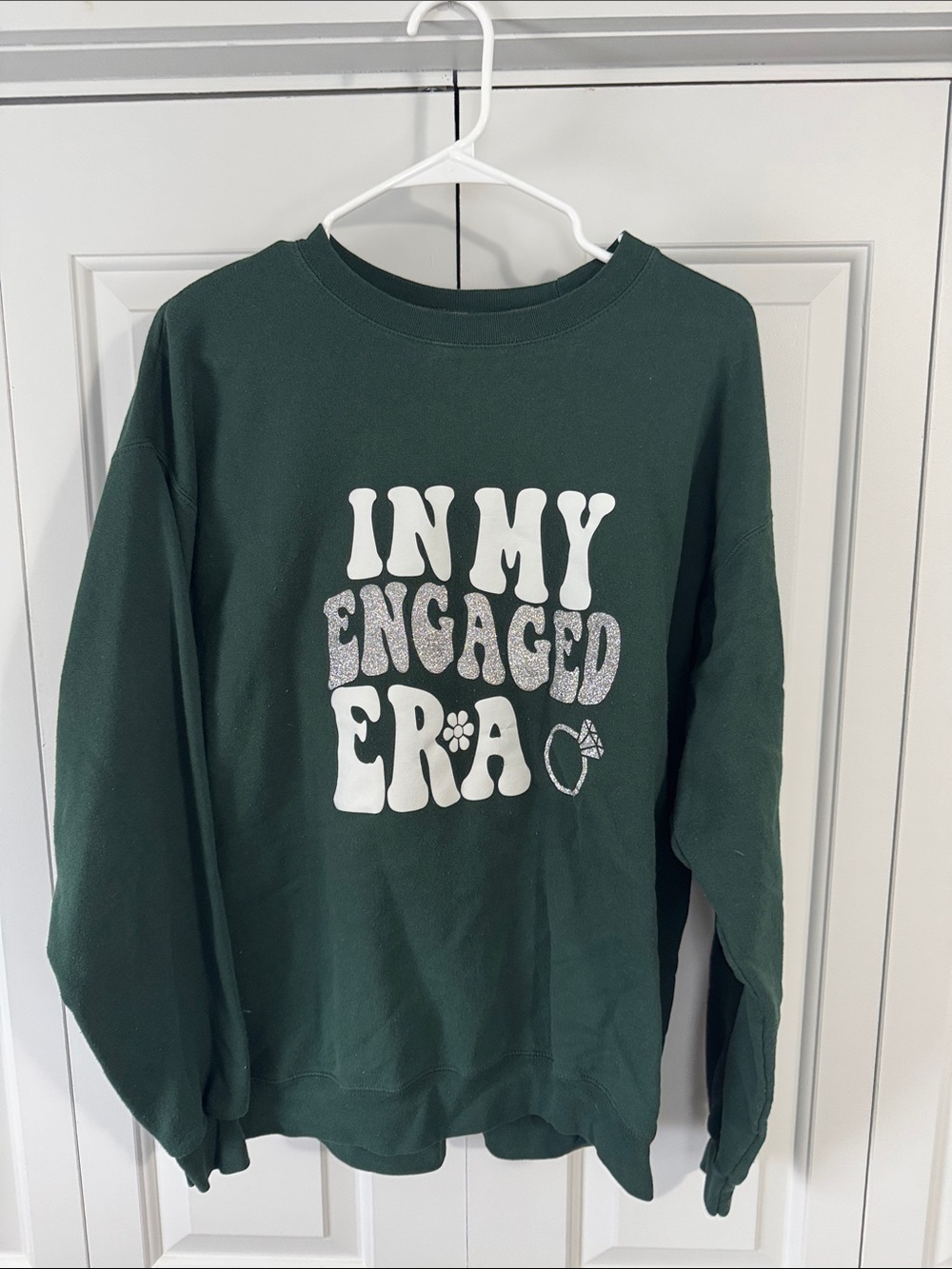 Hanes Dark Green 'In My Engaged Era' Graphic Sweatshirt